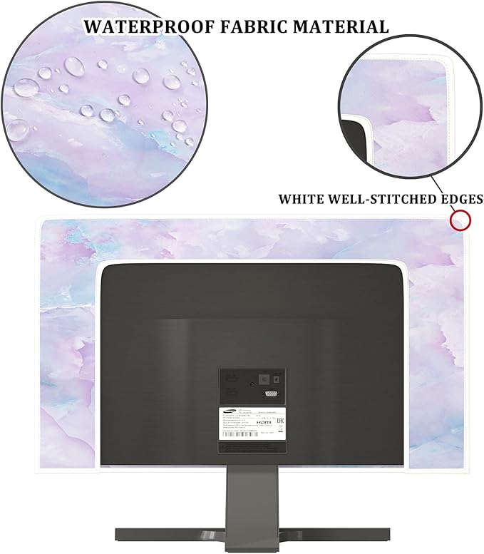 Baocicco Violet Marble Waterproof 45, 46, 47, 48 Inch TV Dust Cover Anti-Static Dustproof Abstract Creative Desigen Television Accessories TV LCD Screen Texture TV Decoration for LED LCD OLED TVs