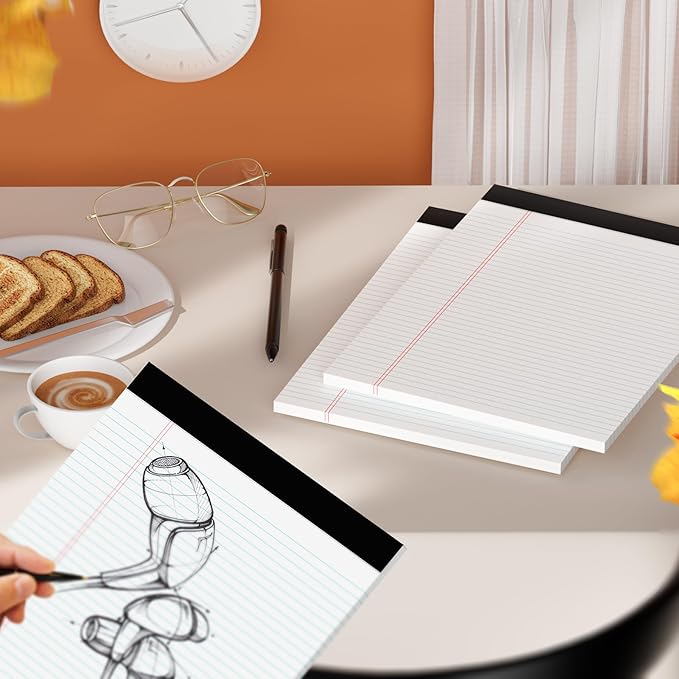 PINJINGPRO 24 Pack White Legal Pads 8.5 x 11 Writing Note Pads College Ruled Writing Pads 8.5 x 11, Lined Paper Pads, 30 Sheet/Notepad, 38 Lines Perforated Notepads 8.5 x 11'' for School, Home, Office