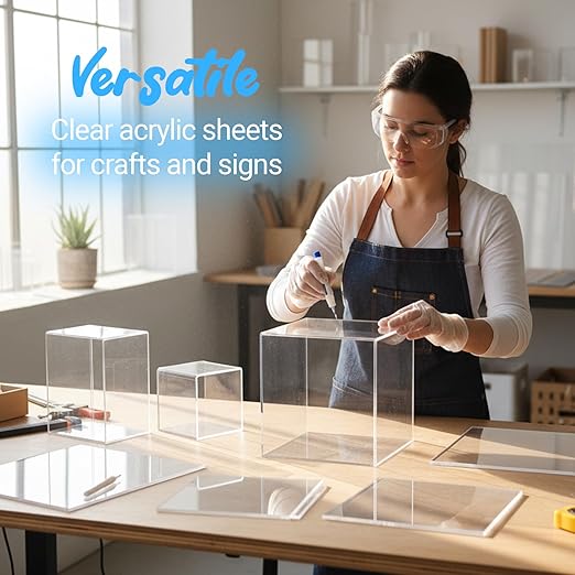 CALPALMY (2 Pack) 1/4" Thick Clear Acrylic Sheets - 16 x 20 Pre-Cut Plexiglass Sheets for Craft Projects, Signs, Display Cases, Sneeze Guard, and More - Cut with Engraver, Power Saw or Hand Tools