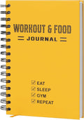 Nextnoid Hardcover Fitness & Food Journal - Nutrition & Workout Planner for Men & Women - A5 Sturdy Workout Log Book to Track Diet, Gym & Home Workouts - Yellow