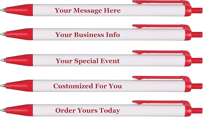 RevMark Personalized Ballpoint Pen, Custom Printed Name, Business or Event Information, Timeless Advertising, USA Made Pens, Promotional Marketing, Smooth Black Ink, Bulk Pack (Red,500 Ct.)