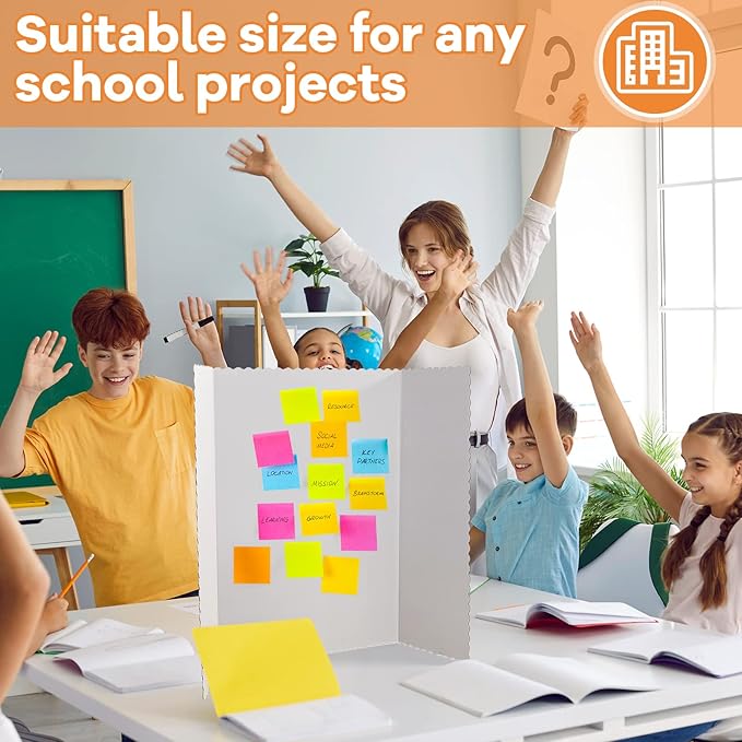 Ctosree 36 Pcs 48 * 36 Inch Tri Fold Poster Board Bulk, Science Fair Project Display Paperboard, Single Wall, Lightweight Presentation Board(White)