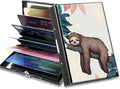 BWEGRHE Slim Credit Card Holder, Sloth RFID Blocking Metal Wallet for Men & Women, Aluminum Minimalist Hard Case Pocket-Sized Business Cards Organizer (Fits Up to 10 Cards)
