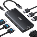 USB C Docking Station Dual Monitor Adapter for Dell HP, Laptop Docking Station 3 Monitors Quadruple Display USB C Hub Dongle to 4K HDMI+DisplayPort+VGA,3 USB2.0,100W PD, 8 in 1 Thunderbolt Dock