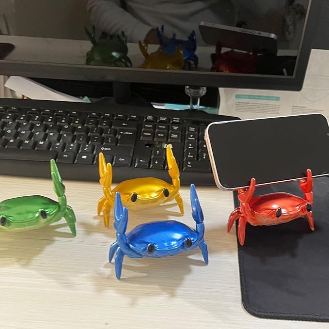 LOGUTIA Crab Phone Pencil Stand Creative Pen Holder Pencil Holder Spoon Holder - Blue Crab Phone Stand Crab Pen Holder Support Cute Crab Statue(blue)