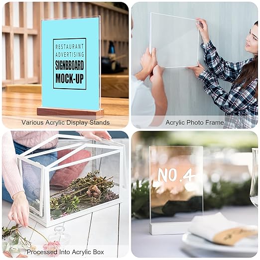 Roowest 1 Pcs 24 x 48 Inch, 1/4 Inch Thick Clear Acrylic Plexiglass Sheets Transparent Plastic Panels Sheets Cut to Size Cast Acrylic Board Panel with Protective Film for Craft DIY Project Sign Frame