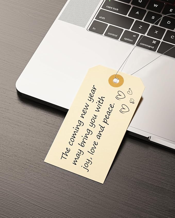 Uniclife 100 Pcs Manila Tags Blank Shipping Tag with Wire Attached 4.7 Inch Paper Hang Tag with Reinforced Eyelet Large Marking Writable Price Tags Inventory Label, 4.7" x 2 3/8"