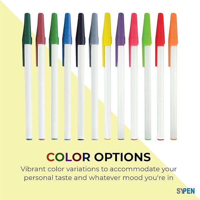 SyPen Personalized Stick Pens With your Custom Logo or Text-500 Pack Bulk-for Businesses, Parties, and Events, Custom Printed Slim Ballpoint Pens with Cap, Black, Black Ink