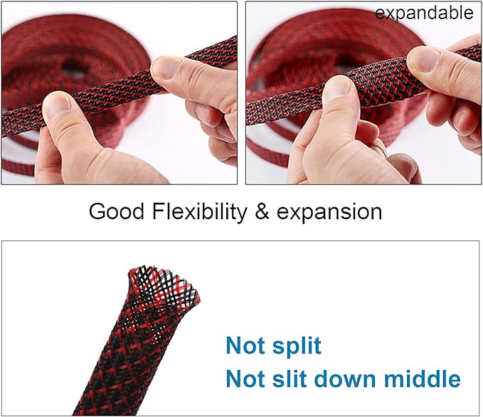25ft - 1.5 inch PET Expandable Braided Sleeving – Blackbred – Alex Tech Braided Cable Sleeve