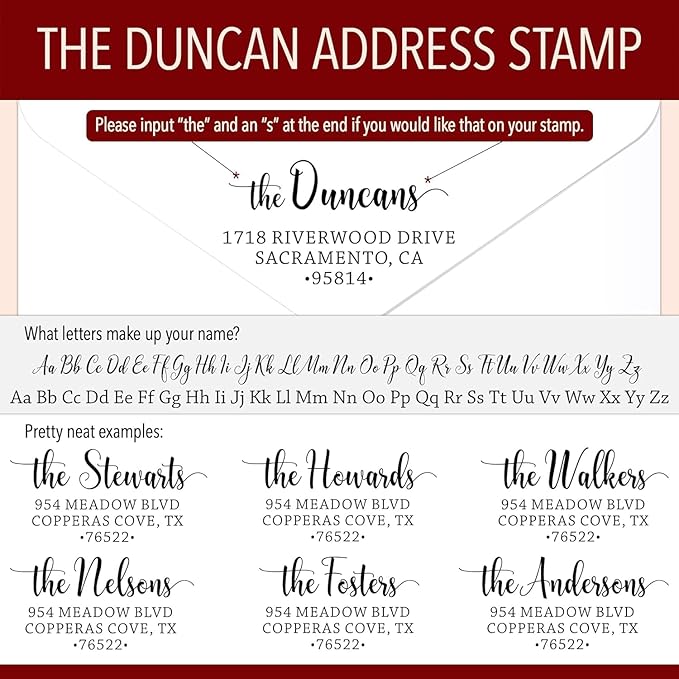 The Duncans Personalized Self-Inking Address Stamp | Envelope Return Address Stamp for Couples and Families | Custom Rubber Address Stamp (2, Large)