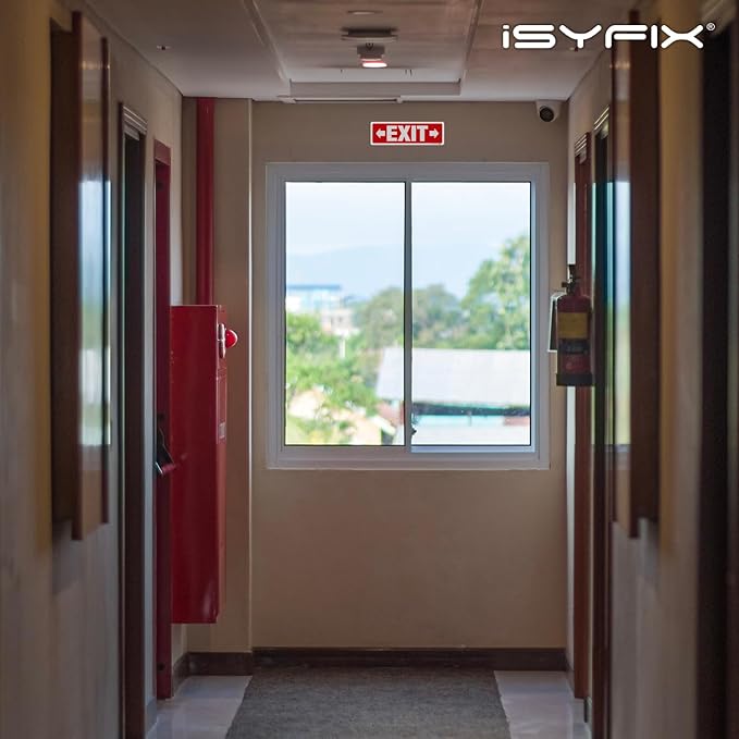 iSYFIX Exit Signs 6 Pack 12x4 Inch with Directional Right & Left Arrows - Rust Free Aluminum, Laminated for UV, Weather, Scratch Resistance - Ideal for Offices, Schools, Theaters, Restaurants