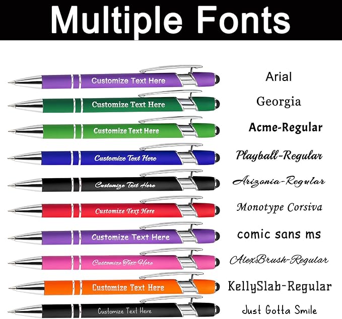 Custom Pens Bulk Personalized Ballpoint Pen with Stylus Tip Customized Engraved Pens with Name Logo Soft Black Ink with Touch Metal Office for Business Office Teacher School Corporate Gifts Green