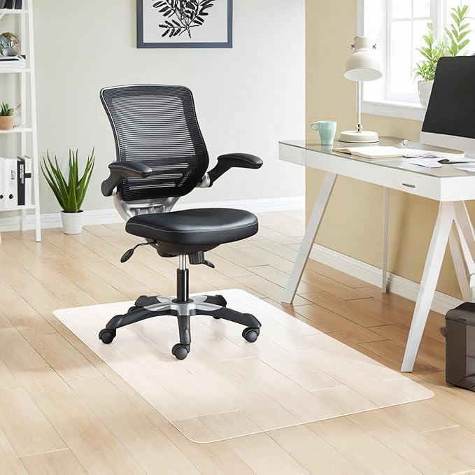 Office Chair Mat for Hardwood Floor, 1/8" Thick 53"x 45" Crystal Clear Hard Floor Chair Mat, Transparent Floor Protector Mat Flat Without Curling