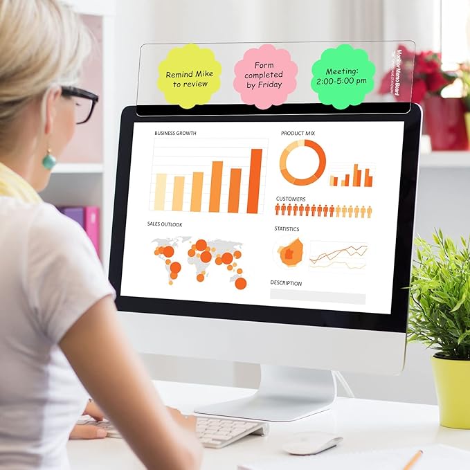 Zonon 8 Pieces Computer Monitor Notes Screen Monitor Memo Board Sticky Note Holder Message Board Computer Side Panel for Office Home Desktop Left and Right