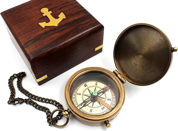 US HANDICRAFTS “for I Know The Plans I Have for You” Engraved Brass Compass – Jeremiah 29:11 Scripture Compass with Wooden Case – Christian Gift for Men, Boys, Baptism, Confirmation & Graduation