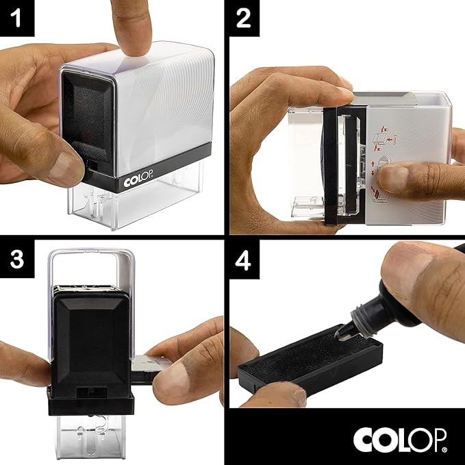 COLOP Small Size Self Inking Custom Signature Stamp - Choose from 15 Ink Colors