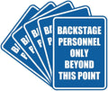Portrait Round Backstage Personnel Only Beyond This Point Door or Wall Sign Easy Installation | Music | Concert | Festivals Sign (Blue) - Large (5 Pack)