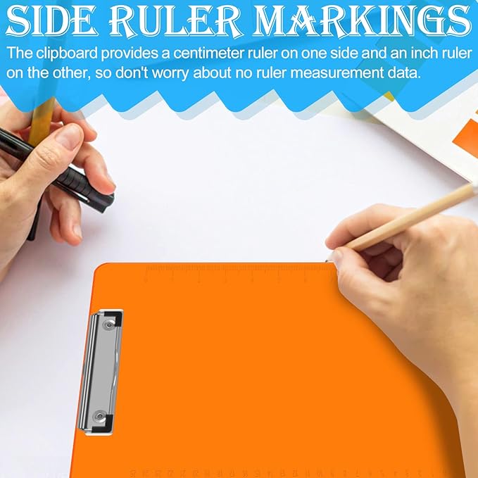 Clipboards, HERKKA 25 Pack Plastic Clipboards Low Profile Clip Standard A4 Letter Size, Assorted Transparent Color, for Classroom and Office Use