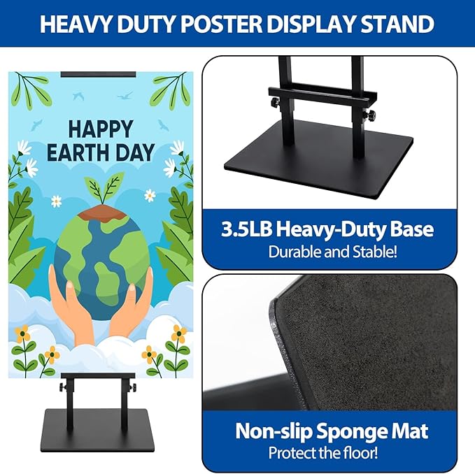 VAIIGO 4-Pack Poster Stand - Heavy Duty, Double-Sided, Adjustable Height Up to 80 inches, Outdoor Banner Stand - Black