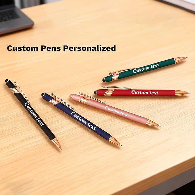 CRME Bulk Custom Pens Personalized Customized Engraved Writing Pen with Name Logo Soft Grip Ball Point Pen for Men Women Smooth Writing Black Ink for Graduation Journaling Signature Purple Pens