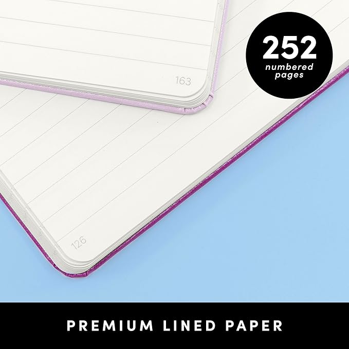 PAPERAGE Lined Journal Notebook, (Cognac), 252 Pages, Medium 5.6 in x 8 in - 100 GSM Thick Paper – Hardcover Journaling Notebook for Work, School & Note Taking