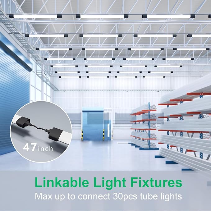 Modlicht Plug in Light Fixture 2FT Linkable 5000K Under Cabinet Lighting, LED Tube Light Fixture with Plug, Triproof Ceiling Wall Light for Closet Workbench Kitchen Basement Garage