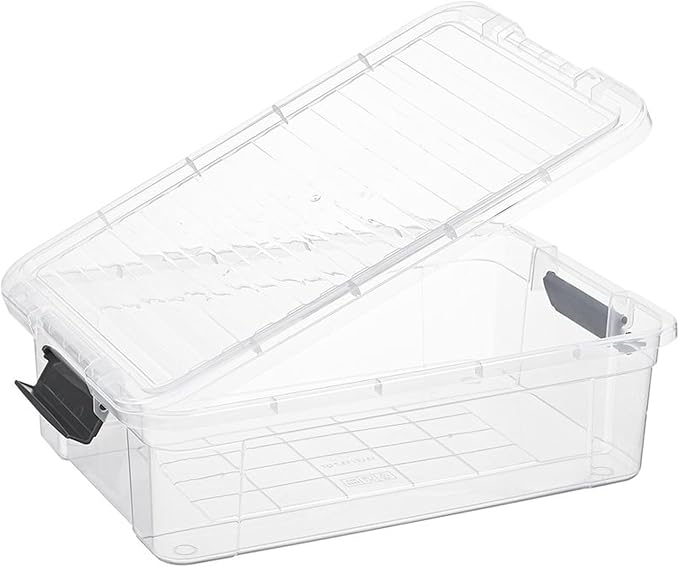 Superio Clear Storage Boxes with Lids, 13.7 Quart Plastic Container Bins for Organizing, Stackable Crates, BPA Free, Non Toxic, Odor Free, Organizers for Home, Office, School, and Dorm