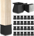 Square Chair Leg Protectors for Hardwood Floors, 24 Pcs Silicone Felt Furniture Leg Cover,.7/8" - 1".Black.
