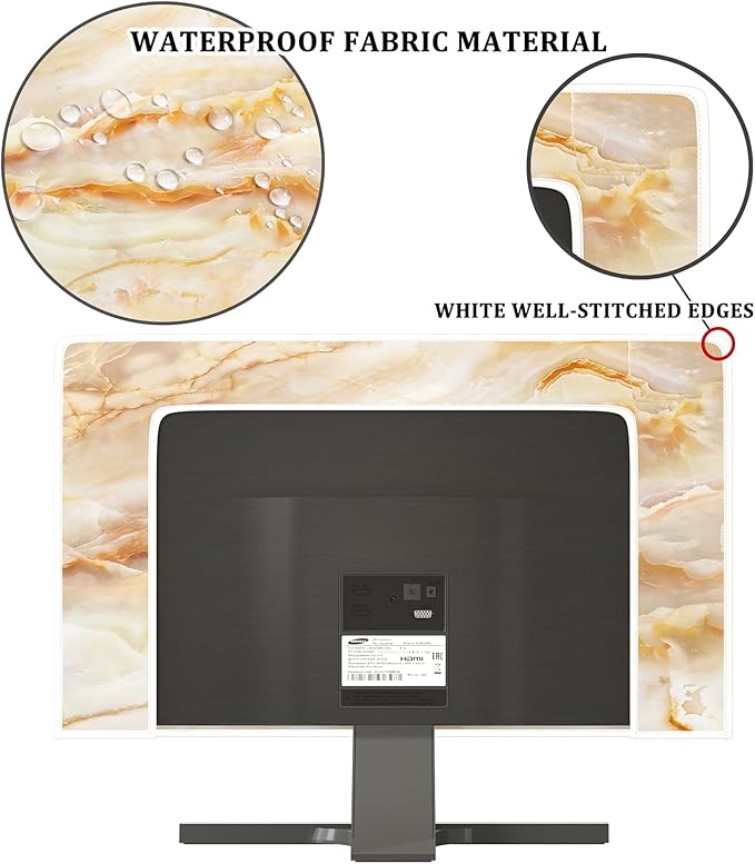 Baocicco Abstract Waterproof TV Screen Cover with Marble Design Aesthetic Television Covers for Xmas Decoration Anti-Static Dustproof Protective Cover for LED LCD OLED TVs 80 Inch