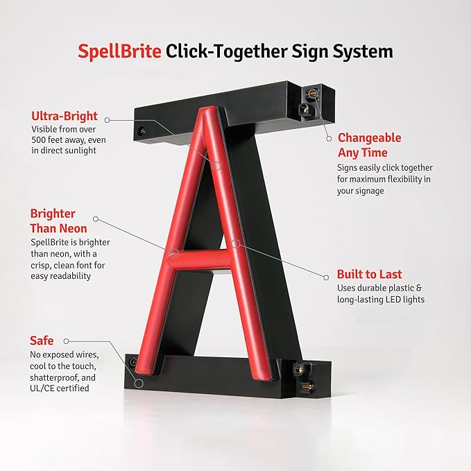 SpellBrite OFFICE Sign | Directional Sign with Neon Look, Red LED Light Source | 20.5" x 6.3"