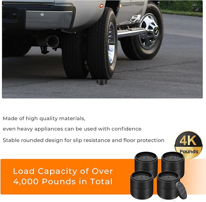 Furniture Risers Bed Risers Heavy Duty 1 inch, 2 inch, 3 inch, 4 inch Round Adjustable Bed Lifts Riser for Desk Legs Table Couch Sofa Chair Refrigerator Washing Machine (1 Inch, Black, 32 Pack )