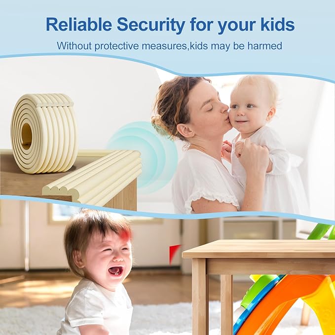 Edge Protector,Baby Proofing Baby Edge Protector Strip Safety,Soft Rubber Foam Padding,Edge Corner Guards Protector Corner Edge Bumpers for Furniture (Grey, 16.4Ft x 3.15" W x 0.31" Th)