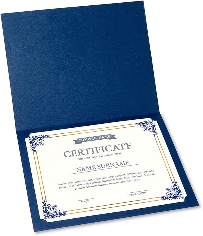 Empire Blue, Gold & White Parchment Certificate Papers - Pack of 100, Laser & Inkjet Printer Compatible, for Office, Business Awards, Graduation, School Diplomas, 8-1/2" x 11" on 60 lb. Text Stock