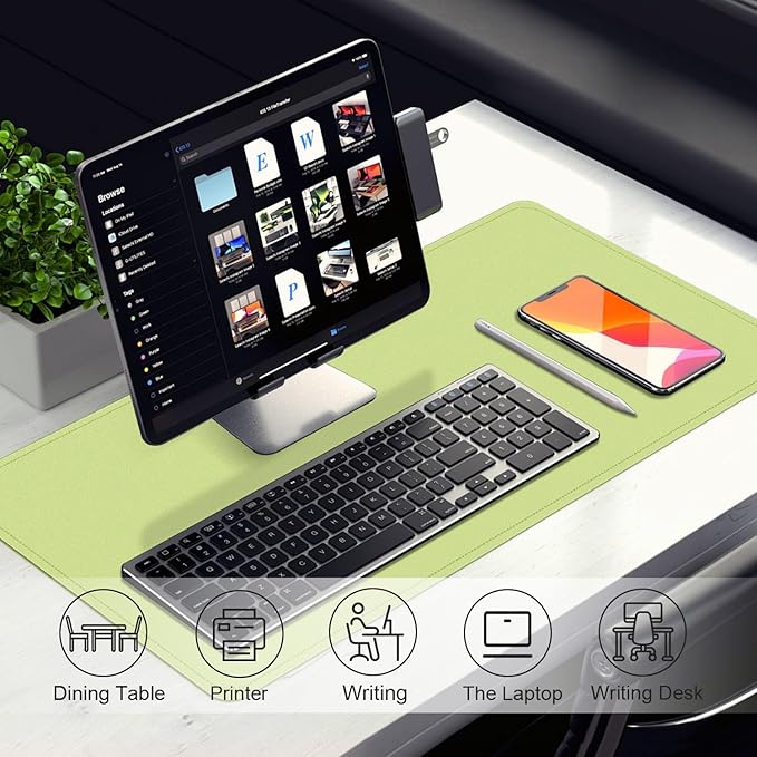 Large Desk Pad 47.2" x 17", Leather Desk Mat Protector, Non-Slip PU Leather Desk Blotter Pad, Large Mouse Keyboard Mat, Waterproof Desk Cover Pad for Office & Home(Matcha Green)