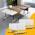 Conference Table Flip Top Mobile Conference Room Tables,Folding Conference Table with Wheels,Large Meeting Training Seminar Table Saving Space for Office Classroom (12, White, 70.8'')