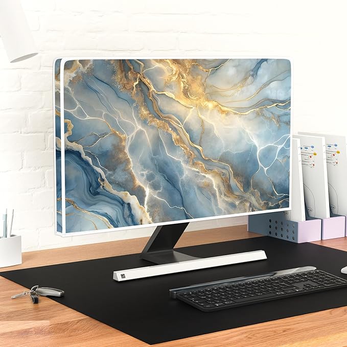 Baocicco Gold Blue Waterproof Screen TV Cover 65 Inch Modern Full Body Covers for Television Screen Panel Case TV Sleeve Compatible with Television LCD LED PC, Desktop and Home TV