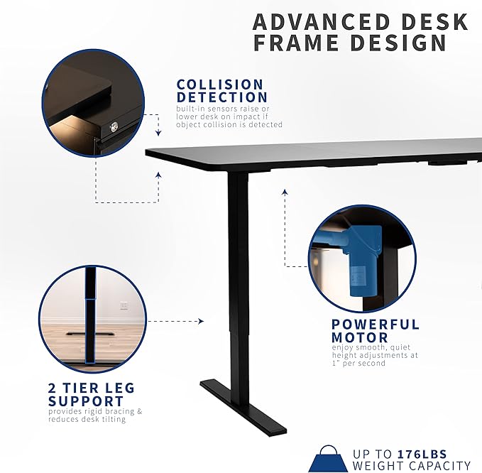 VIVO Electric 43 x 24 in Standing Desk, Memory Height Adjustment, 1B Series, Holds 220 lbs, Light Wood Top, White Frame, DESK-1W4C