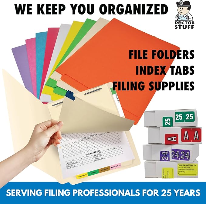2025 Year Labels, Doctor Stuff 2025 Chart Stickers, Ringbook Sheets, Black/White Color Coded, Jeter Style, USA Made Year Stickers for End Tab File Folders, 270/Package, 3/4" x 1-1/2"