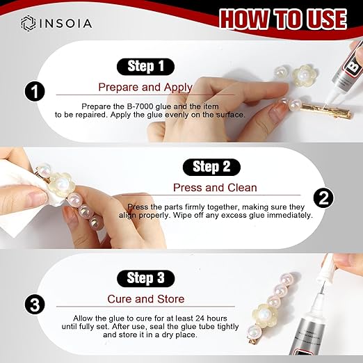B7000 Rhinestone Glue Clear 15 PCS 15ml – Strong Transparent No Trace Jewelry Glue Kit with Precision Tip, Quick Dry Multi-Purpose Adhesive for Making Nail Makeup Fabric Shoes Craft Phone Repair