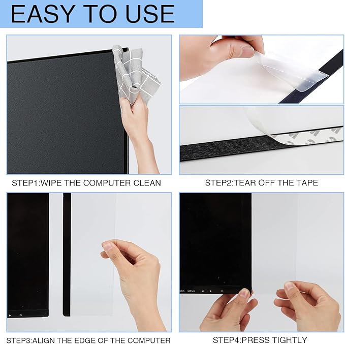 Monitor Memo Board - Multifunction Computer Monitor Memo Board Transparent Monitor Side Panel Creative Desktop Memo Board Easy to Use Suitable for Home Office Desktop Left and Right (4 pcs)