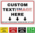 Custom Sign Outdoor Metal Large, Left or Right Arrow, 36''x30'' Glow in the Dark/Reflective Option, Personalized Address Plaque, Customize for Business Logo, Office, Home, Yard