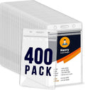400 Pack ID Badge Holder - Vertical Badge Holder, 2.25" x 3.5" Clear Cards Holders for Lanyard, Plastic Sealable Waterproof, Name Tag Holder for Nurses, Office and School