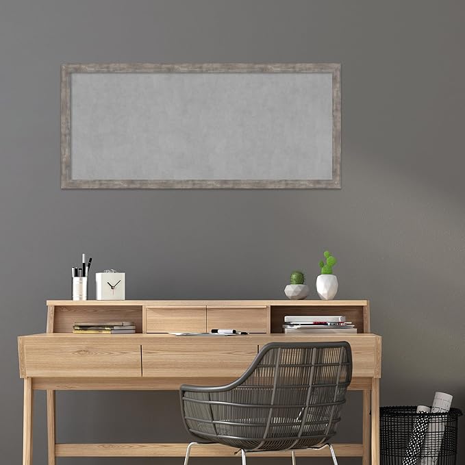 Amanti Art Silver Framed Magnetic Board 23x51 Oversize Vision Board for use with Magnets, 100% Metal Sheet to Display Items as Office Decor or for Home Organization in mudroom, Kitchen or Kids Room