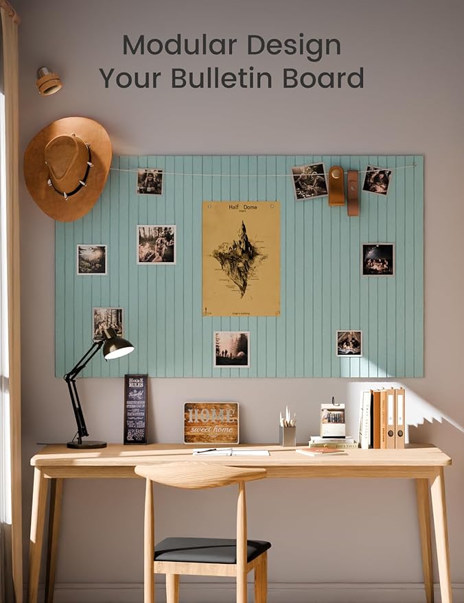 Large Felt Bulletin Board 48" x 36" Cork Board Alternative-12 Pack with 70 Safe Removable Adhesive Tabs, Cork Boards for Walls Felt Board for Home Office Classroom Pin Board-Seafoam Blue