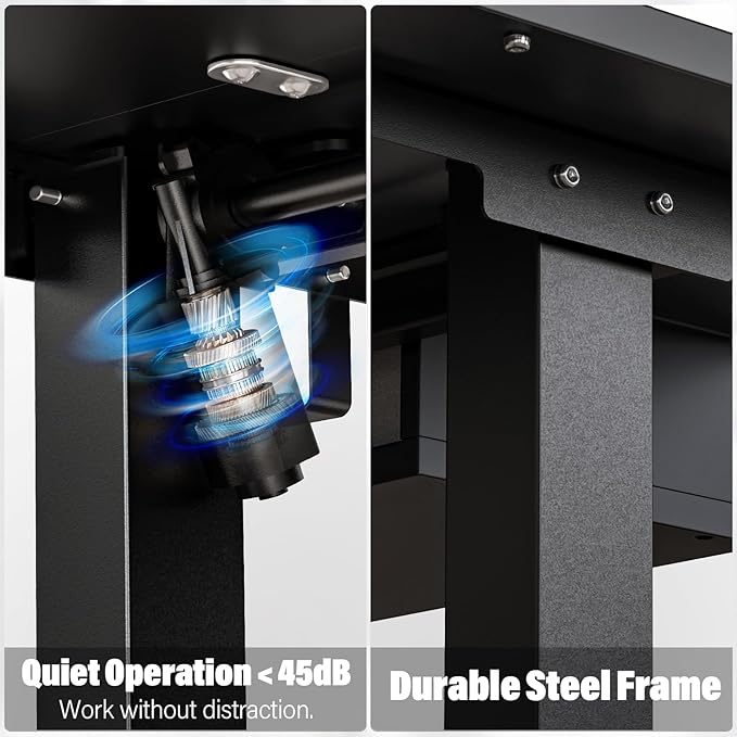 Kingant 48 x 24 Inch Electric Standing Desk with 4 Drawers, Height Adjustable Sit to Stand Computer Desk with Storage Shelf and C-Clamp Mount Compatibility for Home Office, Black