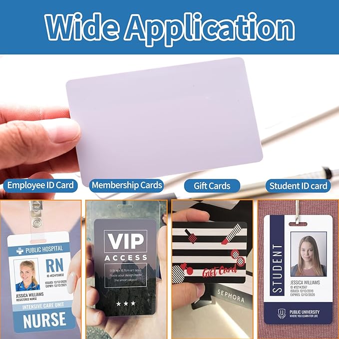 250 Pack - Premium Blank PVC Cards for ID Badge Printers - Premium Quality White CR80 30 Mil (CR8030) by KLMNDUO - Compatible with Most Photo ID Badge Printers(White)