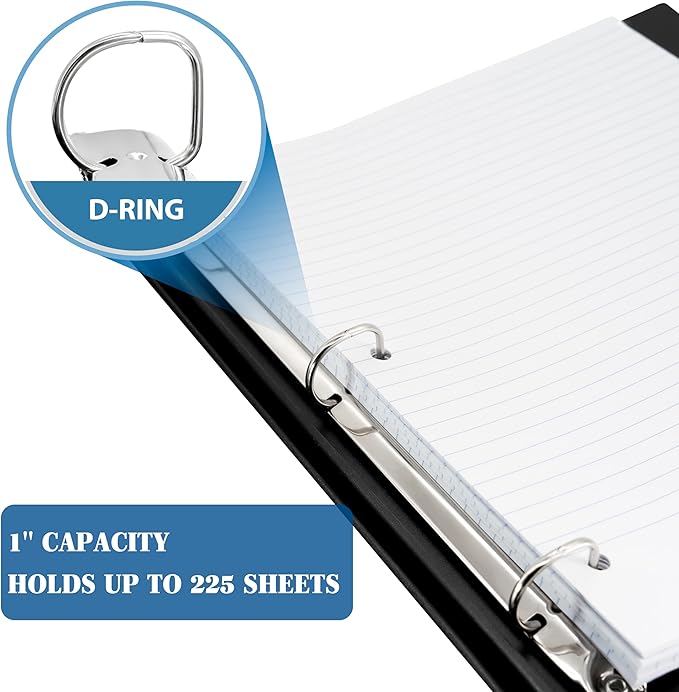 INFUN 1 INCH Telescoping 3 Ring Binder - 12PCS, Portable Plastic Binder with Telescoping Spine ，3 Ring Binders with Foldable Front Cover Holds 8.5" x 11" Paper for School,Office and Homes