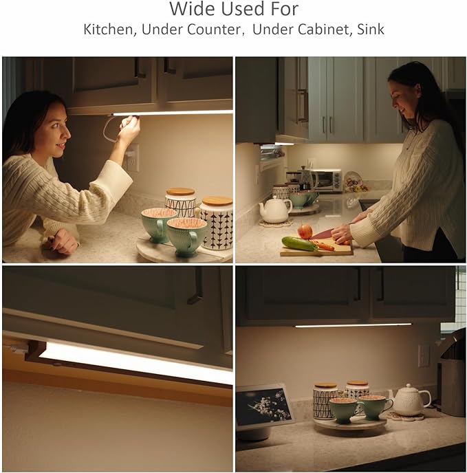 Leetdud LED Under Cabinet Lighting Hardwired or Plug in, 40 Inch 20W, Dimmable 5 Color 2700K/3000K/3500K/4000K/5000K, Linkable Eyes Care Design Counter Lights for Kitchen, Sink, ETL Listed, Bronze