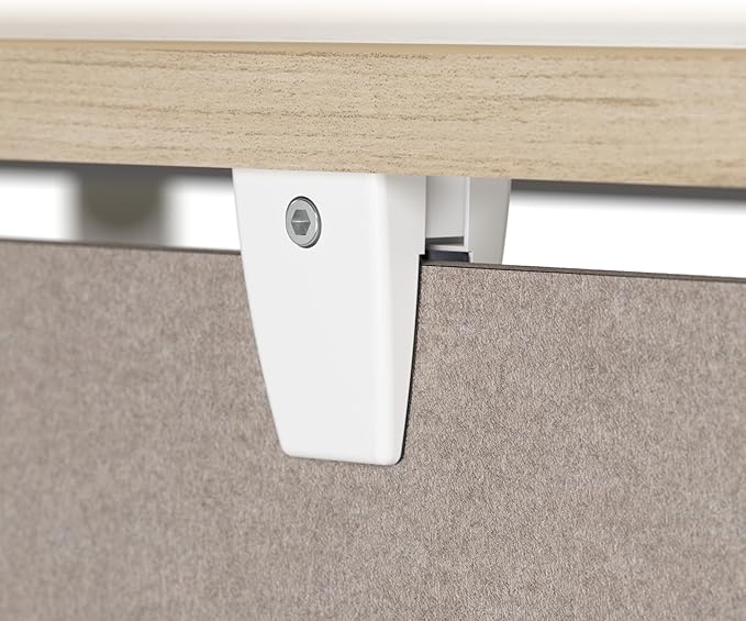 Bush Business Furniture 22W Desktop Privacy Screen in Warm Beige, Desk Mounted Office Partition with Acoustic Sound Dampening Panel