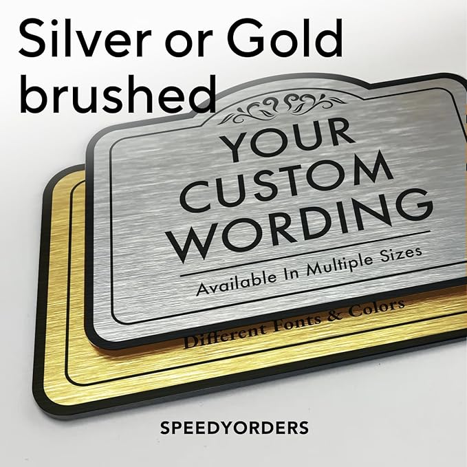 Custom Outdoor Decorative Metal Signs, Personalized Aluminum, Waterproof, Design 1, Metallic Silver, 30x24 In